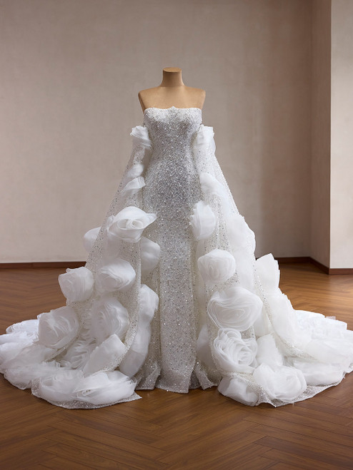 White Mermaid Seuqins Strapless Wedding Dress