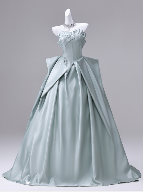 Green Strapless Pleats Quinceanera Dress