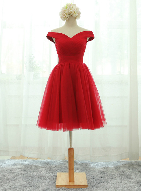 Lace-up Red Party Dresses Short Prom Dresses