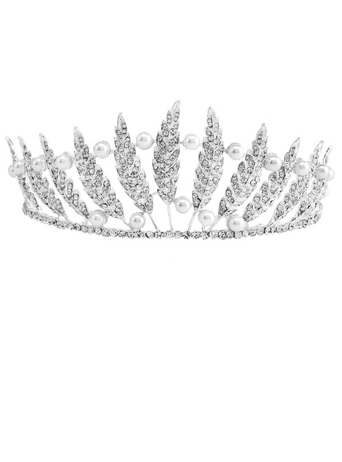 Leaves shape alloy headband tiara crown bridal rhinestone