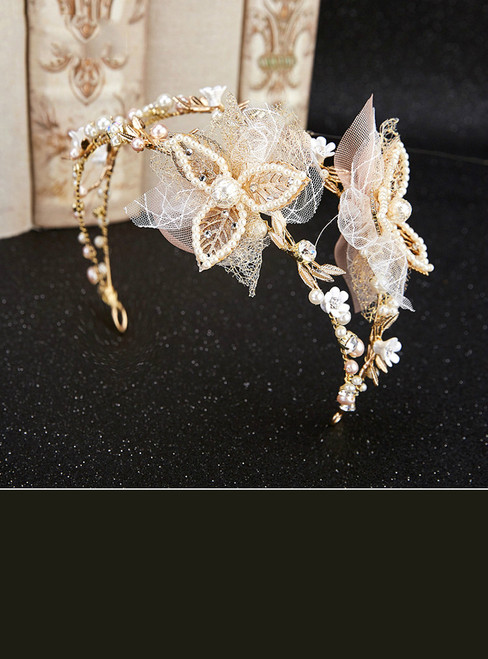 Leaf and Flowers Pearl Hairband Baroque Hair Ornaments