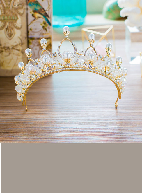 Princess Wedding Bridal Hair Crown Handmand Pearl Hair Jewelry