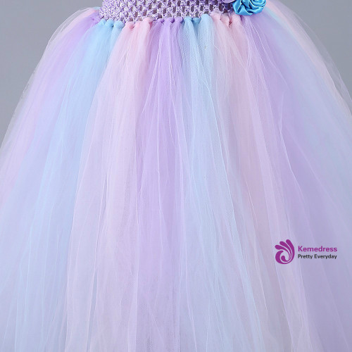 Cute Lavender Tulle Princess Dress Girl Party Birthday Wedding Flower Girl Dresses