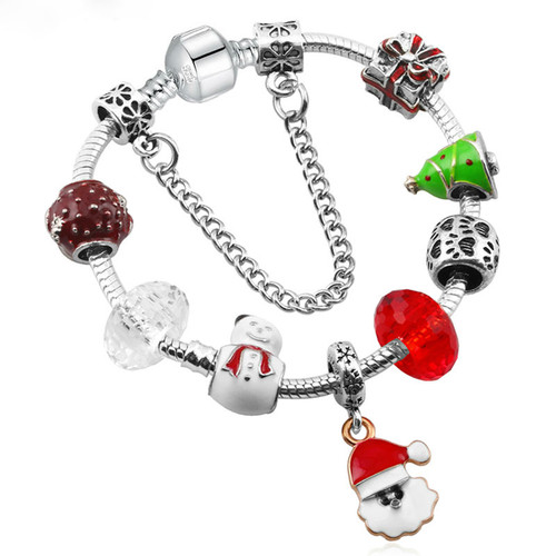 Silver Charms Beads pan Bracelets Fit European children Christmas Gift for Womens Jewelry