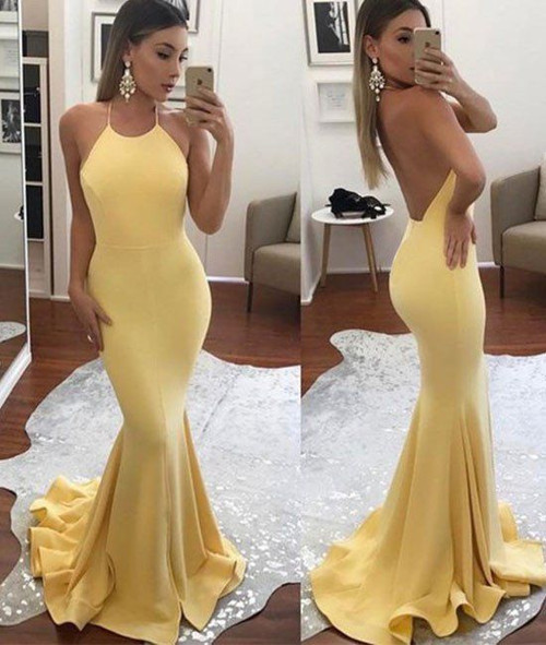 Sexy Backless Prom Dresses,Mermaid Prom Gowns