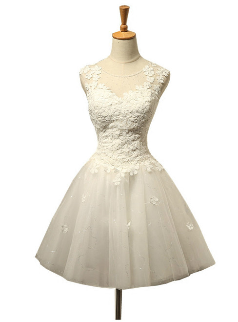 Short Wedding Dress Knee Length Tulle White Wedding Dress