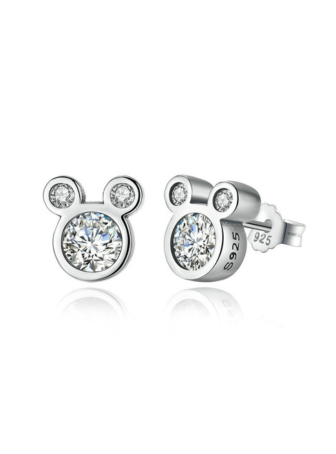 925 Sterling Silver Miky Mouse Stud Earrings for Women