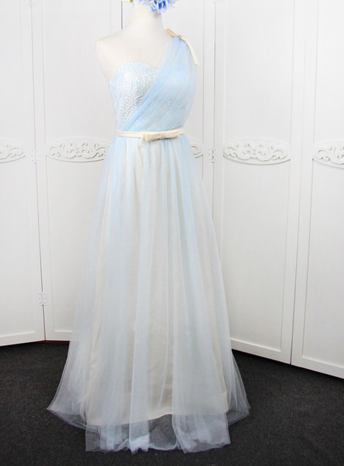 In Stock:Ship in 48 hours One Shoulder Tulle With Bow Bridesmaid Dress