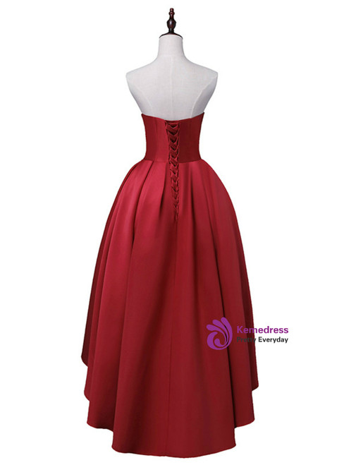 Sweetheart Neckline Back Lace-Up Satin Cutout Dress Red main image 1