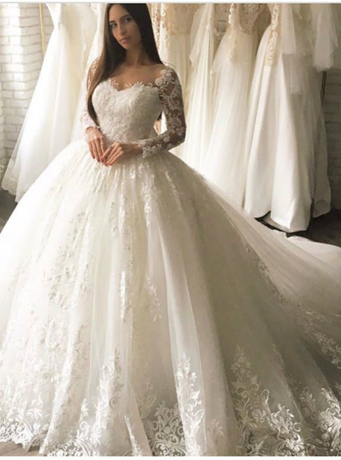 Long Sleeves Wedding Dress,Lace Bridal Dress