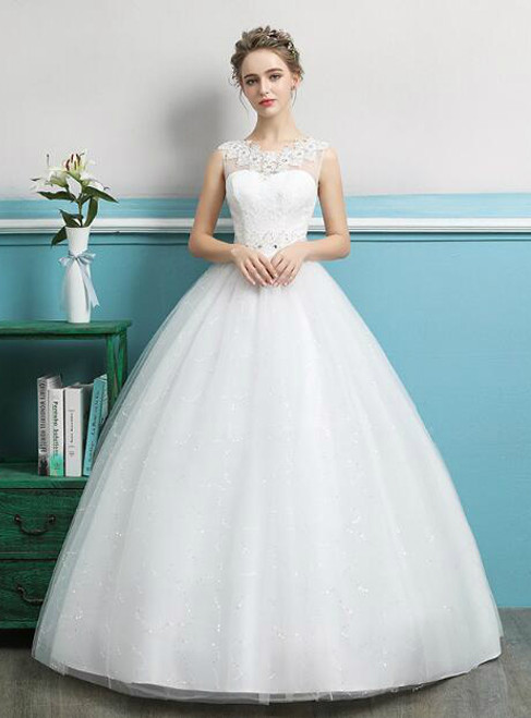 In Stock:Ship in 48 hours White Tulle Wedding Dress