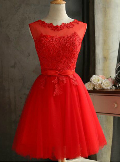 In Stock:Ship in 48 hours Red Short Bridesmaid Dress