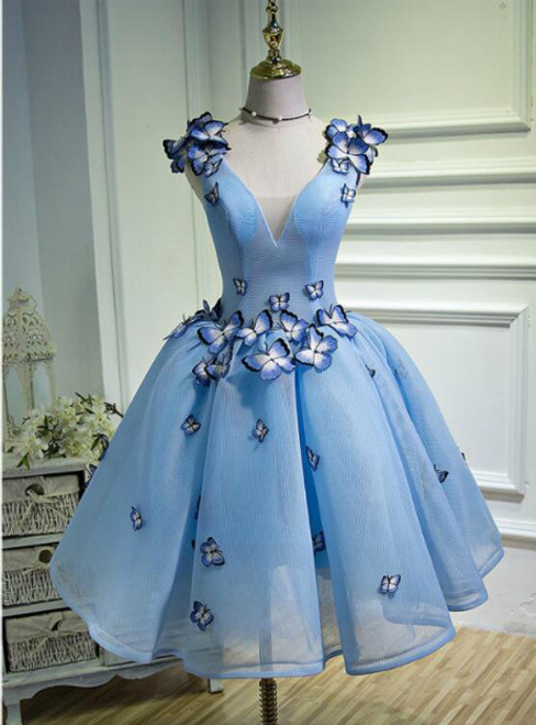 In Stock:Ship in 48 hours V-neck Organza Homecoming Dress