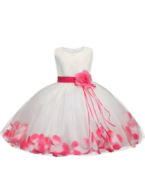 In Stock:Ship in 48 hours Pink Satin Tulle Flower Girl Dress