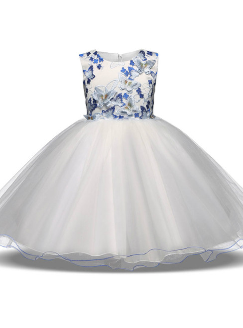 In Stock:Ship in 48 hours White Tulle Butterfly Flower Girl Dress