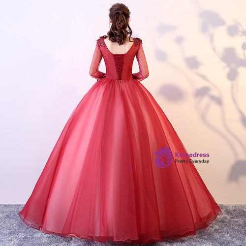 FRV Red tulle long sleeve maxi dress - Iowa City