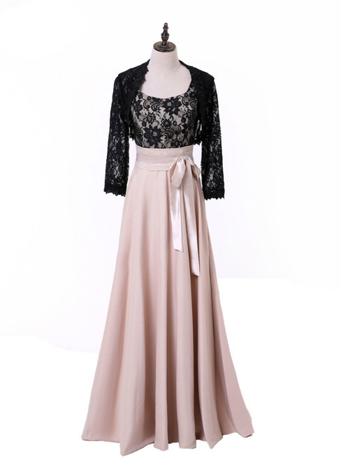 A-line Chiffon Lace Champagne Mother Of The Bride Dresses With Jacket