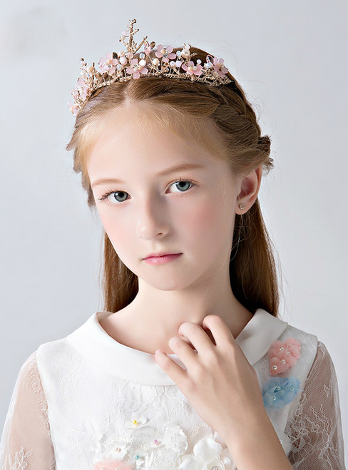 Children's Tiara Pink Flower Crown Princess Accessories