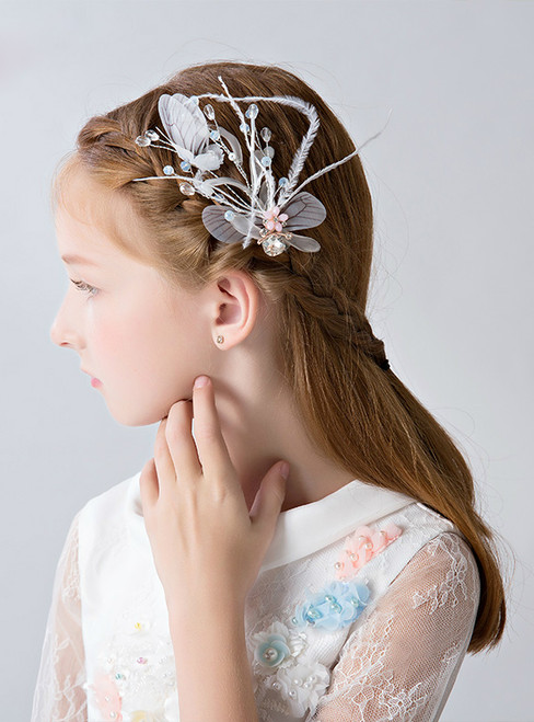 Girl Feather Headdress 2 Piece Flower Girl Hair Accessories
