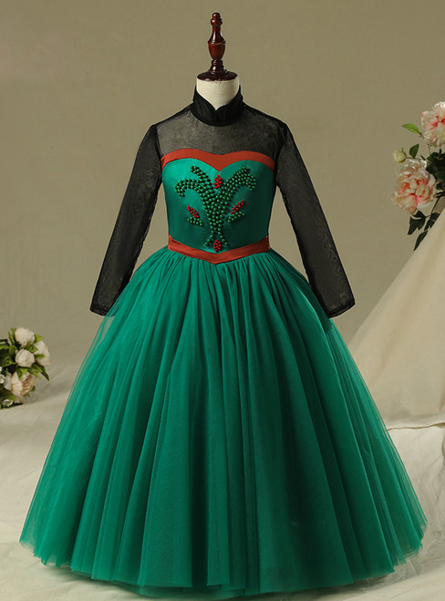 In Stock:Ship in 48 Hours Green Tulle Long Frozen Aisha Dress