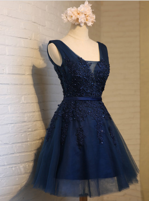 Sequined Homecoming Dresses  Cocktail Dresses Short Navy Blue Prom Dresses