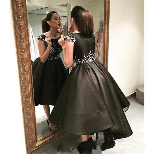 2017 Fashion A-Line Party Dresses Jewel Hi-Lo Satin Sequined