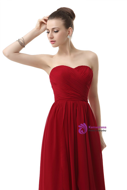 Sweethart Neck Short Bridemaid Dresses Red Plus Size main image 1