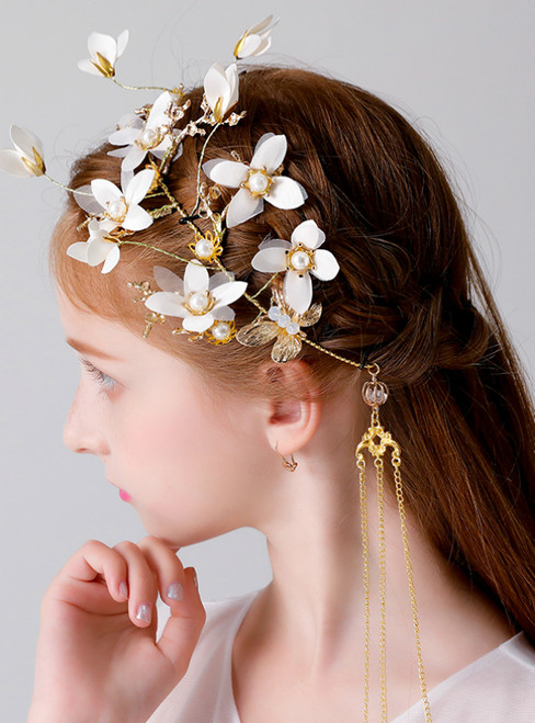 Head Flower White Hairpin Tassel Hair Accessories Princess Jewelry