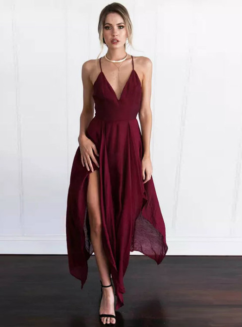 simple red formal dress