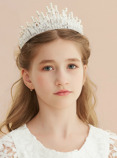 Rhinestone Pearl Crown Princess Hairband Crown Big Tiaras 