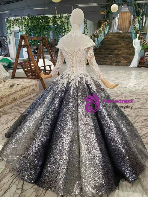 Ball Gown Sequins Ruffles Off-the-Shoulder Sleeveless Floor-Length Prom Dresses