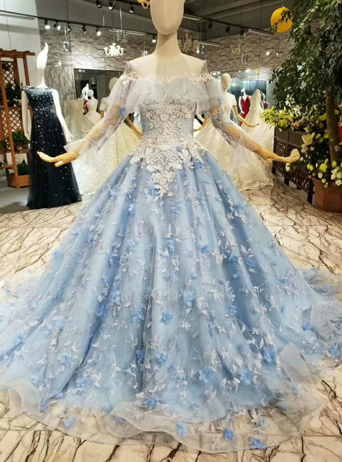 blue princess wedding dress