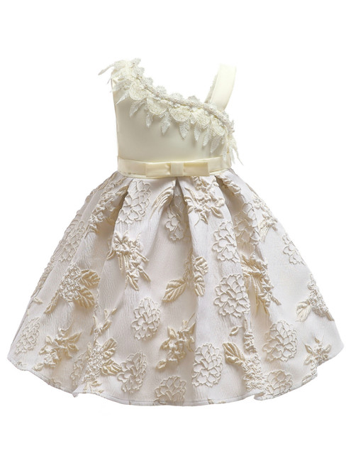 In Stock:Ship in 48 Hours Yellow One Shoulder Flower Girl Dress