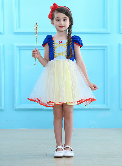 In Stock:Ship in 48 Hours Yellow Tulle Cap Sleeve Snow White Dress