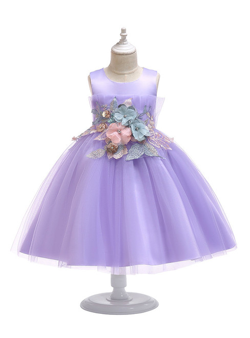 In Stock:Ship in 48 Hours Purple Tulle Appliques Princess Dress