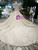 Champagne Ball Gown Off the Shoulder Appliques Beading Wedding Dress