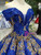 Royal Blue Ball Gown Sequins Gold Sequins Off the Shoulder Wedding Dress