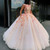 Pink Ball Gown Tulle Flower Applique Puffy Quinceanera Dress