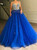 Blue Ball Gown Tulle Spaghetti Straps Quinceanera Dress With Beading