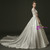 White Ball Gown Satin V-neck 3/4 Sleeve Appliques Wedding Dress