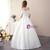 White Ball Gown Satin Off the Shoulder Short Sleeve Floor Length Wedding Dress