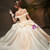 Adorable White Ball Gown Satin Off the Shoulder Wedding Dress With Bow