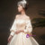 White Ball Gown Satin Off the Shoulder Puff Sleeve Wedding Dress With Bow