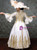 Champagne Satin Appliques Puff Sleeve Drama Show Vintage Gown Dress