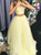 Yellow Ball Gown Two Piece Tulle Long Prom Dress Graduation Dresses