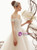 Champagne Ball Gown Tulle Appliques Corset Off the Shoulder Wedding Dress