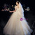 Champagne Ball Gown Tulle Sequins Off the Shoulder Princess Wedding Dress