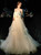 A-Line Champagne Tulle Spaghetti Straps Backless Wedding Dress