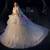 Light Champagne Lace Tulle Sweetheart Appliqeus Wedding Dress