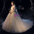 Champagne Tulle Flower Beading V-neck Backless Wedding Dress